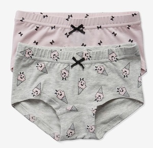 זוג תחתוני בוקסר לבנות 100% כותנה מידה 4-5 - אפור גלידות/ורוד פפיון