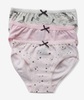 מארז שלישיית תחתונים לבנות 100% כותנה מידה 4-5 - אפור חד קרן/ורוד/ורוד כוכבים