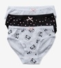 מארז שלישיית תחתונים לבנות 100% כותנה מידה 4-5 - פנדה/שחור לבבות/לבן