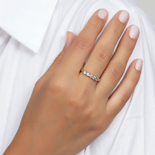 טבעת יהלומים חצי נישואים 0.51ct זהב 14K