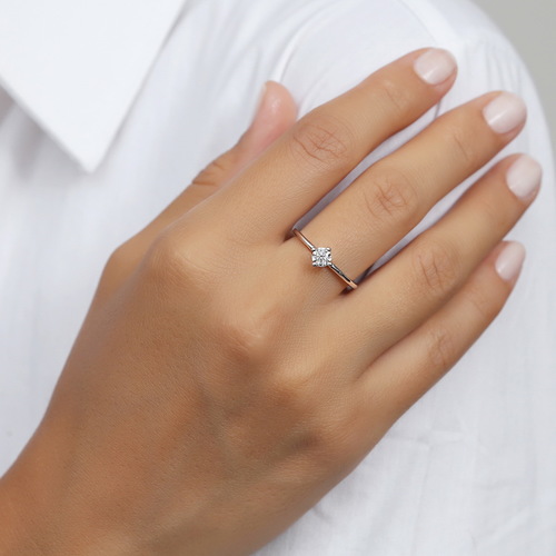 טבעת אירוסין יהלום 0.35ct זהב 14K