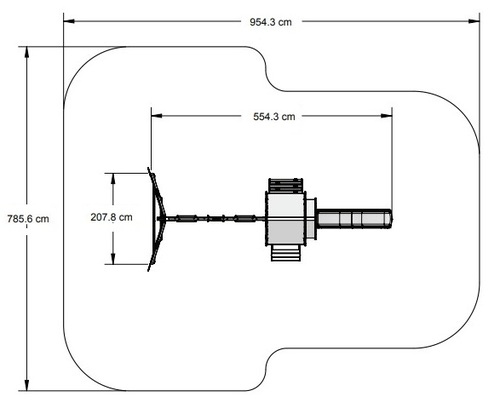 מתקן שעשועים משולב עם 2 נדנדות + נדנדת טרפז, מגלשה, קיר טיפוס ובית עץ 'גג העולם'