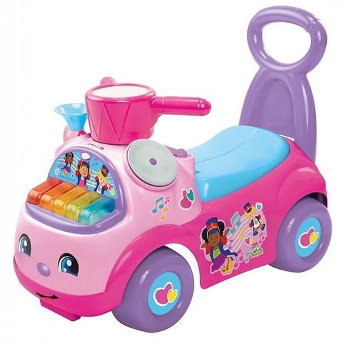 בימבה תזמורת 2 ב 1 עם פסנתר אורקולי, חצוצרה, מצילה ותא צעצועים - ורוד/סגול