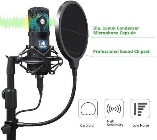 ערכת מיקרופון USB למחשב: Maono AU-A04TC כולל ארגז נשיאה ואביזרים