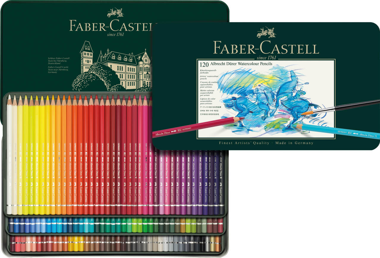 סט 120 עפרונות אקוורל צבעוניים faber castell durer
