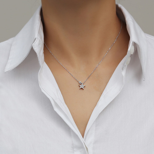 שרשרת ותליון כוכב יהלומים מזהב 14K 