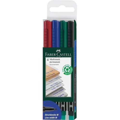 סט עט סימון פרמננט 4 יח faber castell multimark M