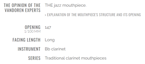 פיה לקלירנט 5JB מבית VANDOREN