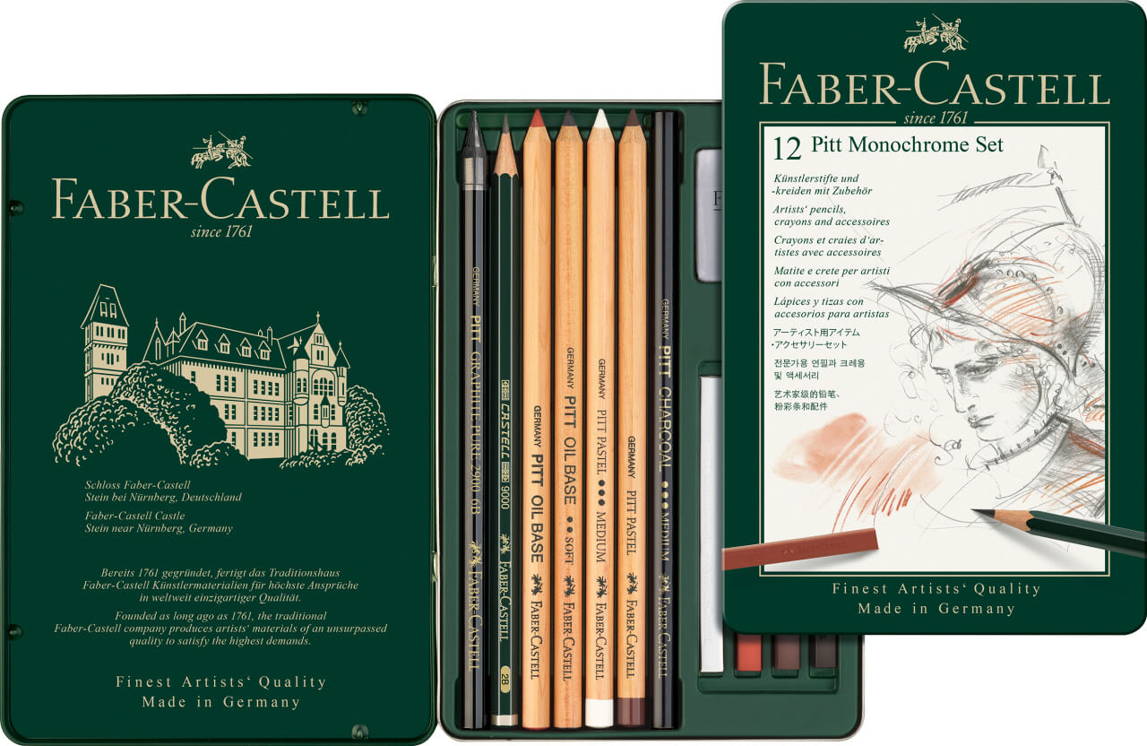 סט עפרון 12 יח משולב monochreome faber castel