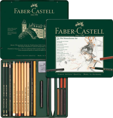 סט 21 עפרונות משולב faber castell pitt monochreome