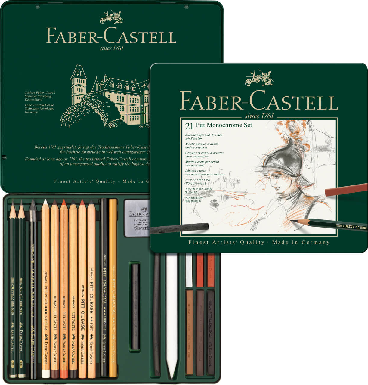 סט 21 עפרונות משולב faber castell pitt monochreome