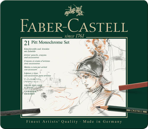 סט 21 עפרונות משולב faber castell pitt monochreome