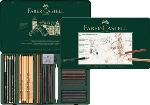 סט 33 עפרונות משולב faber castell pitt monochreome
