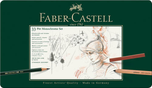 סט 33 עפרונות משולב faber castell pitt monochreome