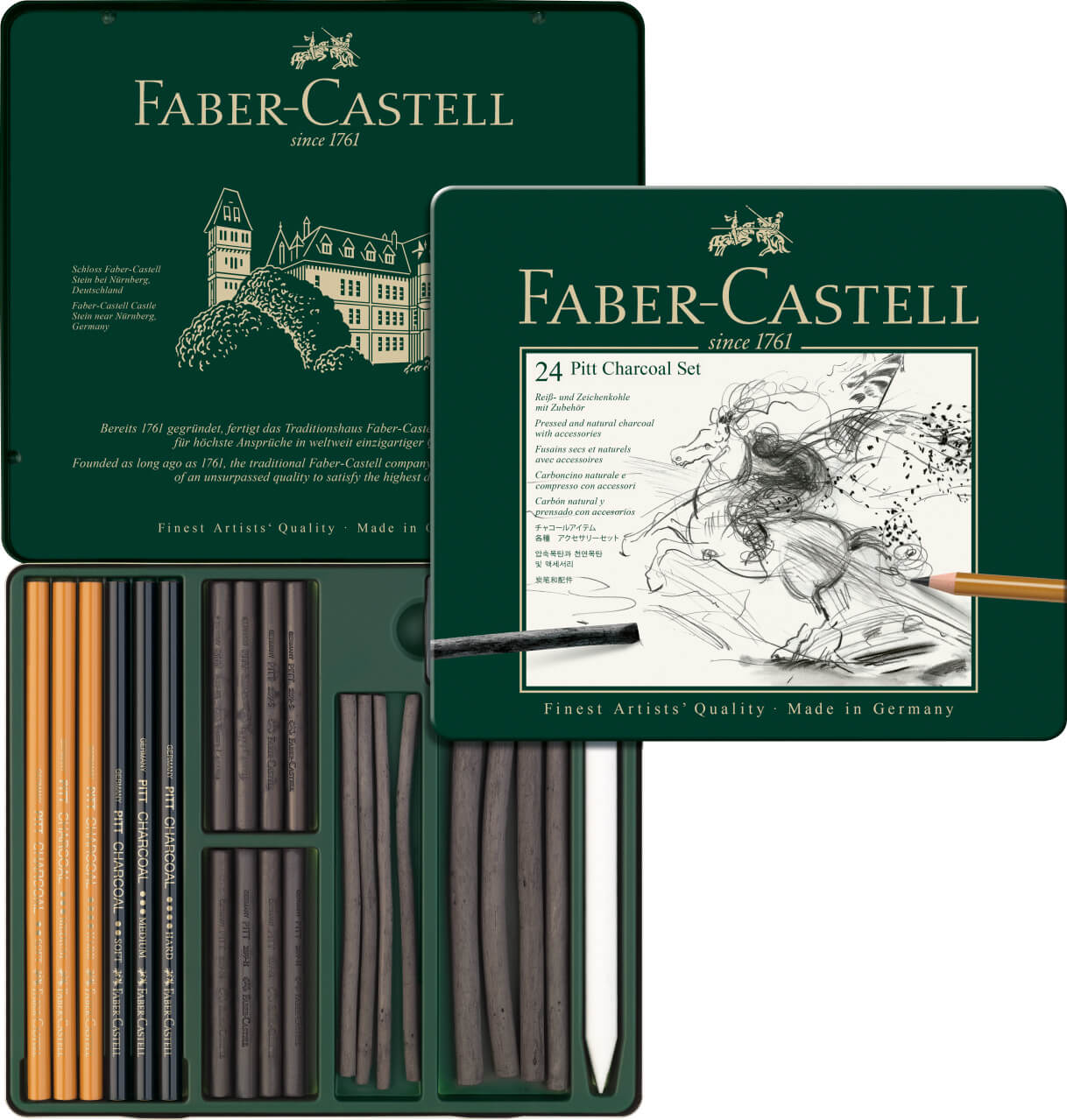 סט 24 פחם faber castell pitt charcoal