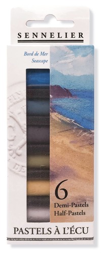 6 חצאי-פסטל יבש רך בגווני חוף ים - Seascape | סנלייה [סט התנסות]