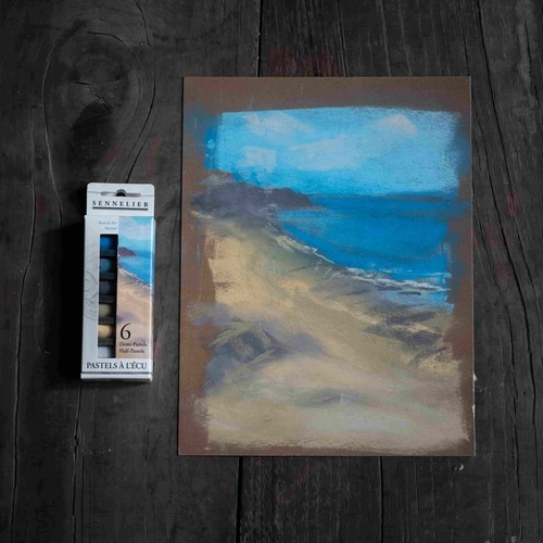 6 חצאי-פסטל יבש רך בגווני חוף ים - Seascape | סנלייה [סט התנסות]