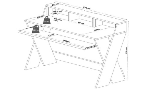 שולחן אולפן מעוצב - Glorious Sound Desk Pro - לבן