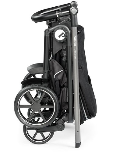 עגלת תינוק ולוצ'ה Veloce מנגנון נסיעה סופר חלק וסל שכיבה מרווח ומאוורר - צבע Black Shine