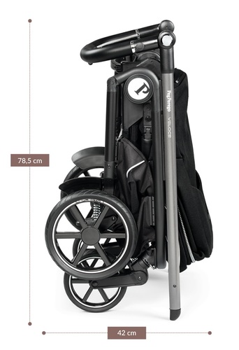 עגלת תינוק ולוצ'ה Veloce מנגנון נסיעה סופר חלק וסל שכיבה מרווח ומאוורר - צבע Black Shine