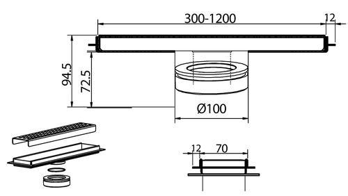 תעלת ניקוז נסתר מלבני 80 ס