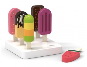 סט 6 שלגוני עץ צבעוניים ומעמד למשחקי דמיון