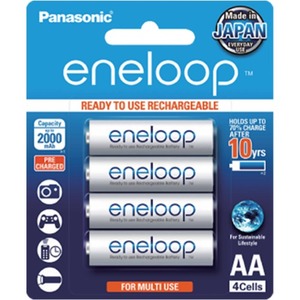 4 סוללות AA נטענות Panasonic Eneloop 2000mAh
