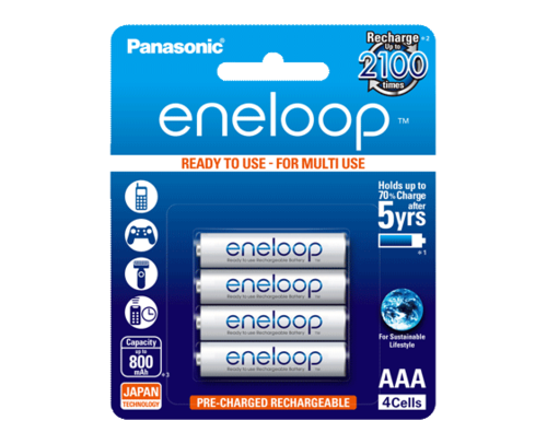4 סוללות AAA נטענות Panasonic Eneloop 800mAh