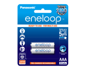זוג סוללות AAA נטענות Panasonic Eneloop 800mAh