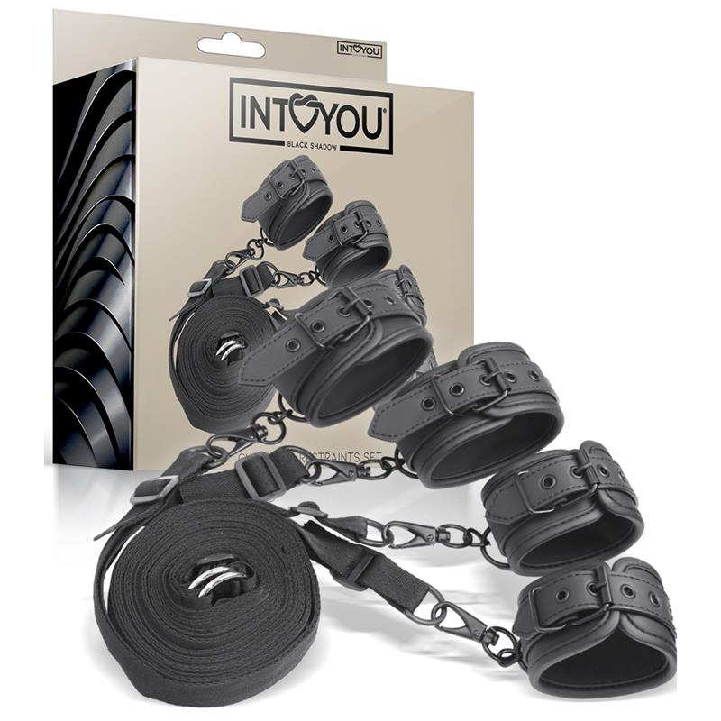 סט קשירה למיטה מדמוי עור טבעוני למתחילות Intoyou - Bed Restraints Set Vegan Leather - Black