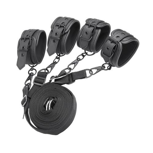 סט קשירה למיטה מדמוי עור טבעוני למתחילות Intoyou - Bed Restraints Set Vegan Leather - Black