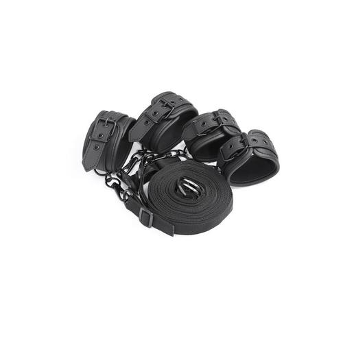 סט קשירה למיטה מדמוי עור טבעוני למתחילות Intoyou - Bed Restraints Set Vegan Leather - Black