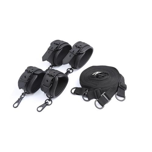 סט קשירה למיטה מדמוי עור טבעוני למתחילות Intoyou - Bed Restraints Set Vegan Leather - Black