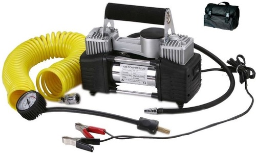 מדחס אויר לרכב 12V שני ראשים כולל תיק נשיאה - חיבור למצבר תוצרת KRAUSS