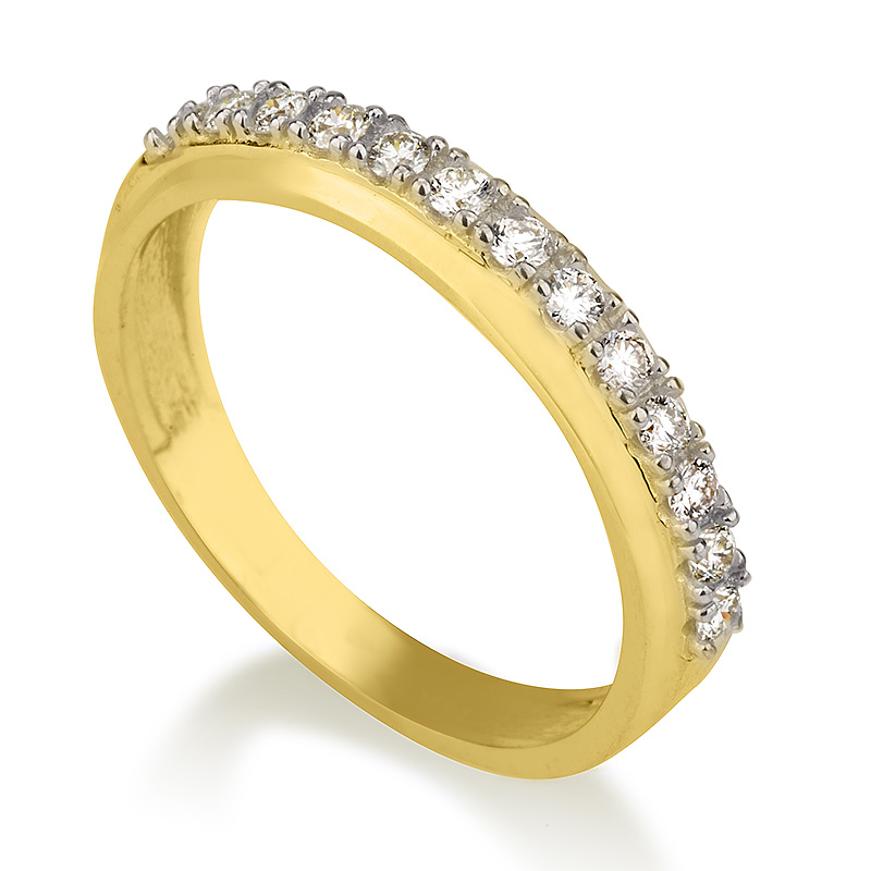 טבעת יהלומים חצי נישואים 0.29ct מזהב 14K