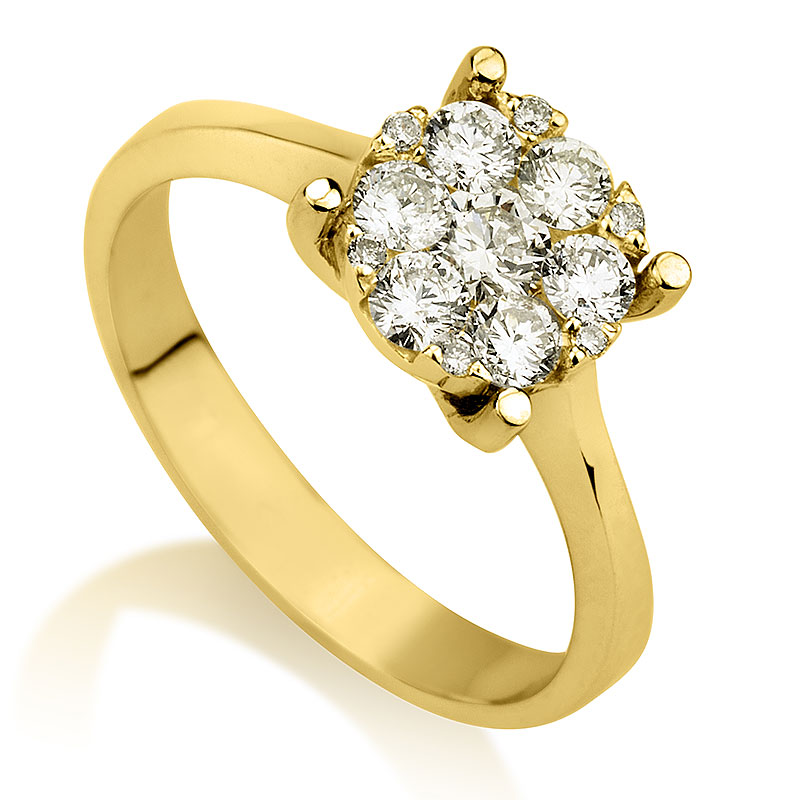 טבעת אירוסין יהלומים 0.71ct מזהב 14K