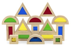 16 קוביות בניה גדולות מעץ עם חלון צבעוני שקוף