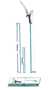 משור+מזמרת גבהים משולב כולל מוט טלסקופי TOTAL TOOLS