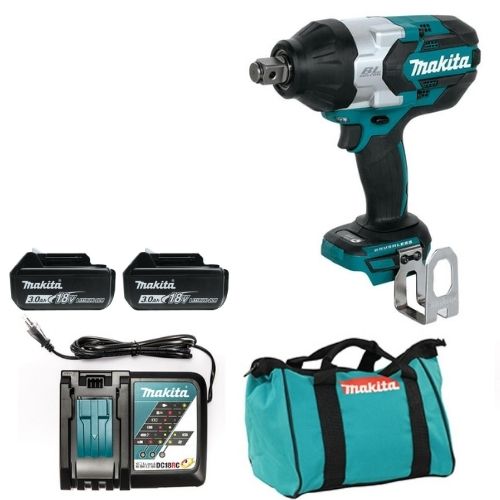 מפתח בוקסות מקיטה DTW1002 + שתי סוללות 3.0AH + מטען + תיק Makita