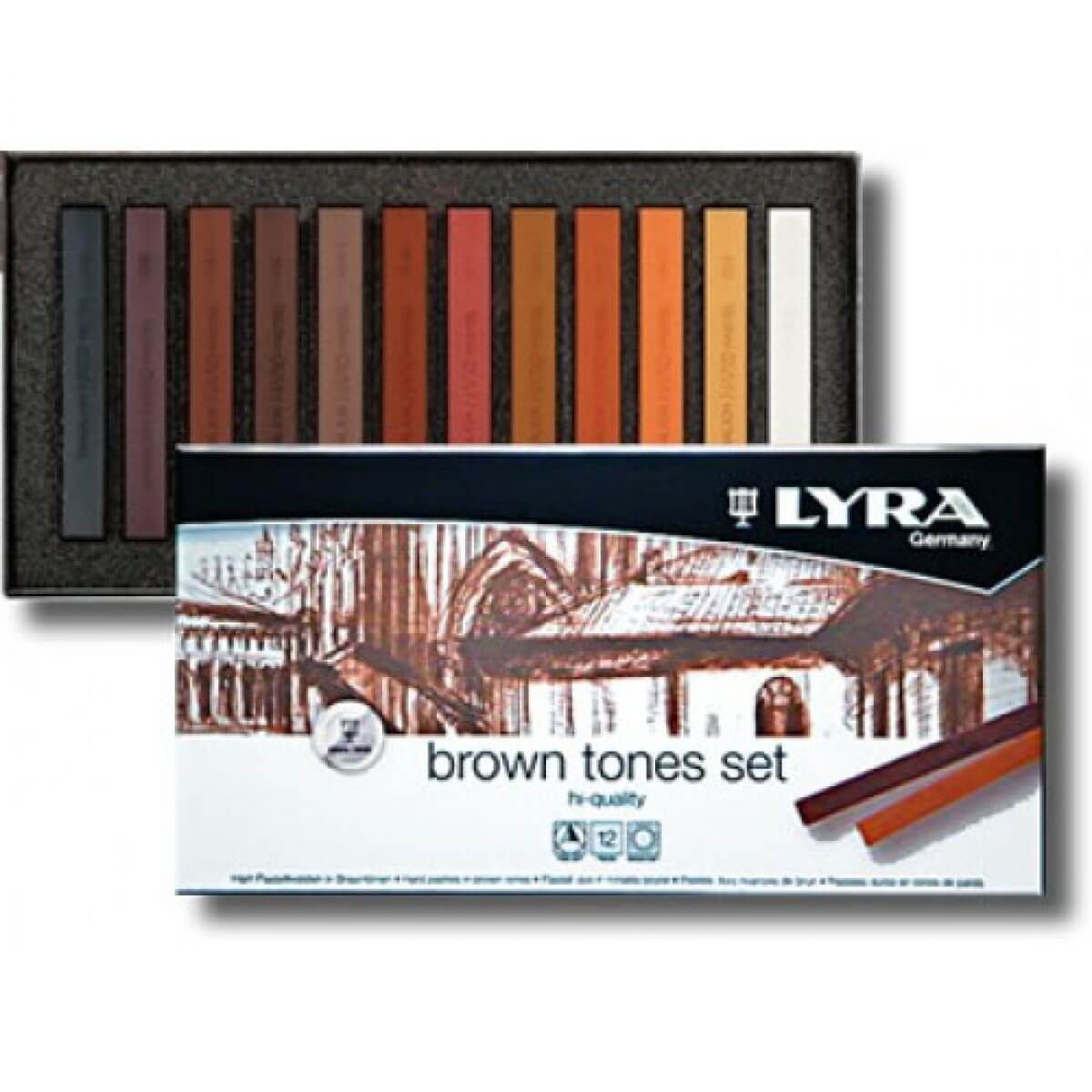 פסטל יבש חומים אקוורל 12 יח lyra