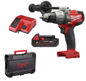 מברגה/מקדחה 18V ללא פחמים + סוללה 2.0AH milwaukee