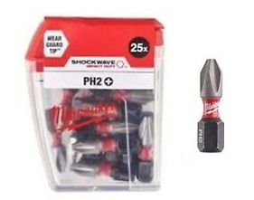 25 ביטים פיליפס PH2 עם הברגת אימפקט