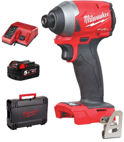 מברגת אימפקט 18V ללא פחמים + סוללה 5.0AH milwaukee