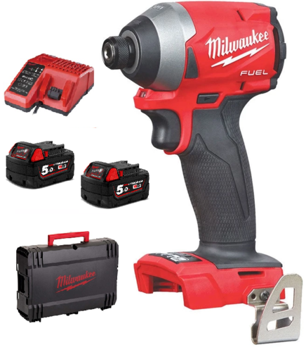 מברגת אימפקט 18V ללא פחמים + שתי סוללות 5.0AH milwaukee