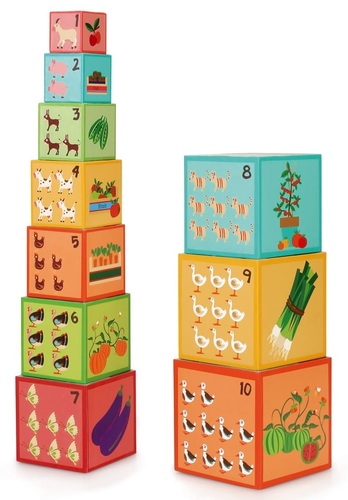 מגדל 10 קוביות קרטון - חיות החווה