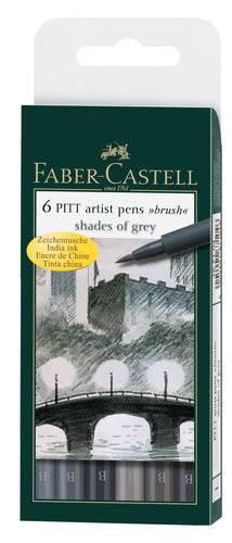 סט טוש מכחול 6 יח גוון B gray faber castel