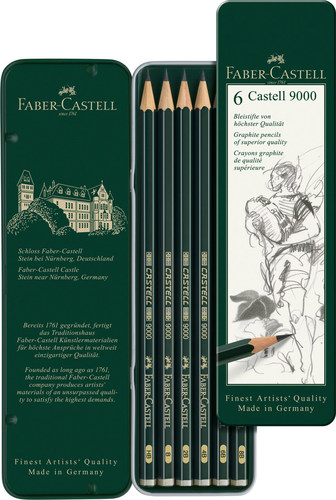 סט 6 עפרונות רישום faber castell 9000