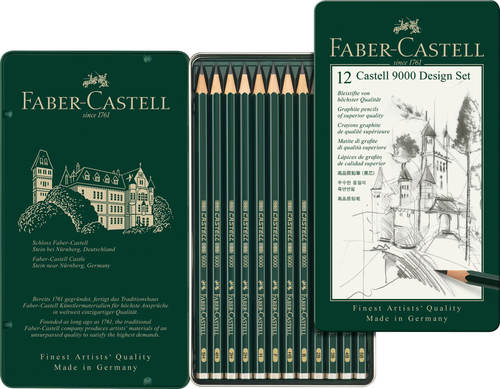 סט 12 עפרונות רישום faber castell 9000