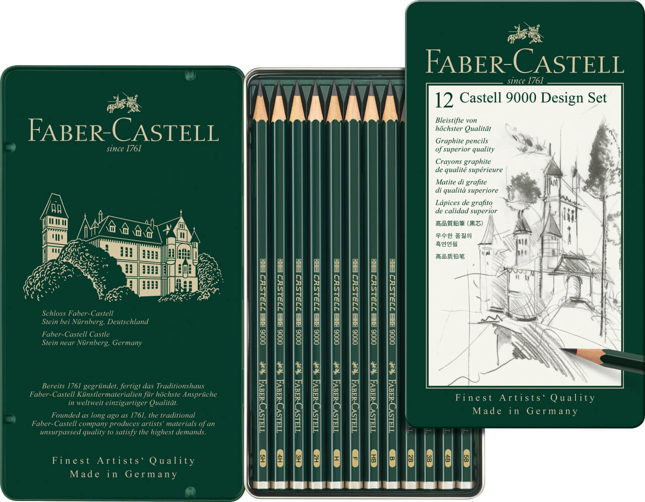 סט 12 עפרונות רישום faber castell 9000