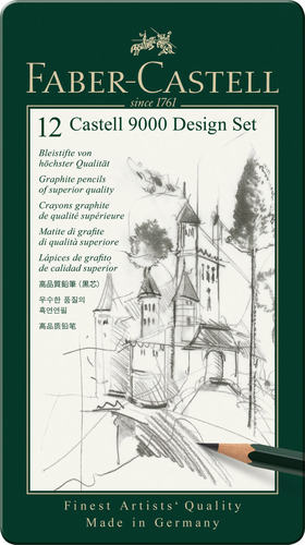 סט 12 עפרונות רישום faber castell 9000